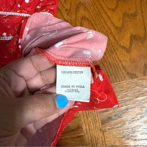 eShakti Red Cherry Print Peplum Top Sz S Bow Sleeve Retro Pinup Baby Doll Top - Picture 9 of 14